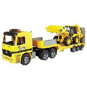 Mercedes Benz Actres Low Loader Truck and Jcb