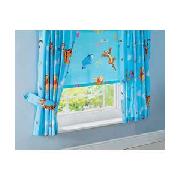 Winnie the Pooh Pair of 66 x 54In Unlined Curtains - Blue.